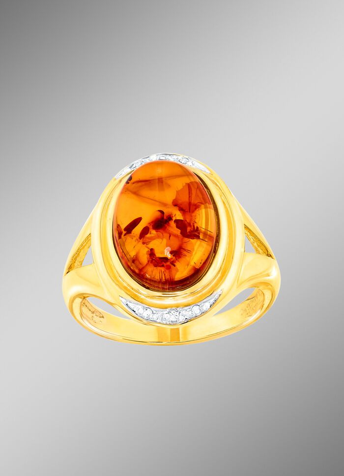 Prachtige damesring met echte barnsteen 