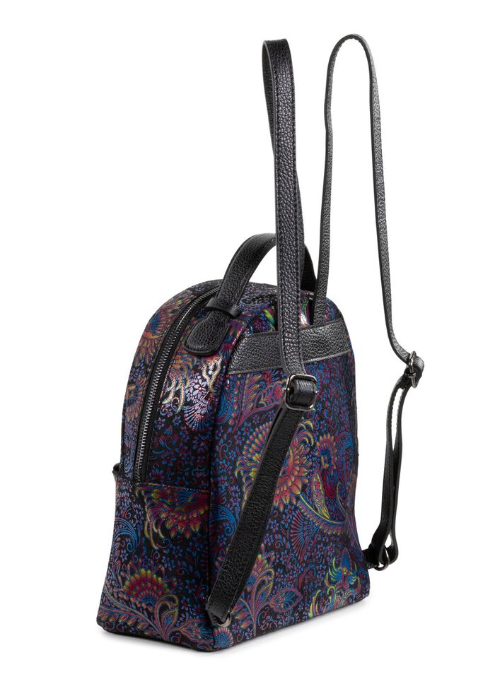 Laurina-rugzak van bedrukt kalfsleer 