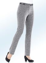 Broek van zware jersey met boucl&eacute; look 