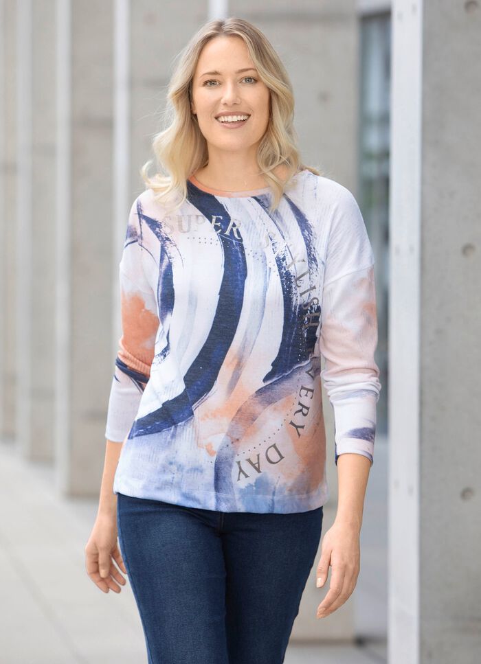 Uniek shirt met glanzende print 