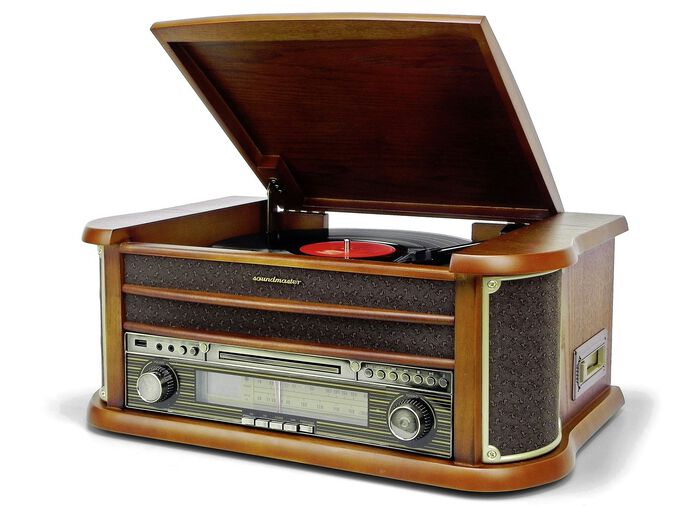 Nostalgische stereo-installatie met directe mp3-opnamefunctie BRUIN