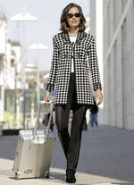 Broek in trendy materiaalmix ZWART