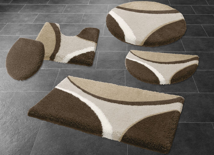 Badkamerset met antislip TPR achterkant TAUPE