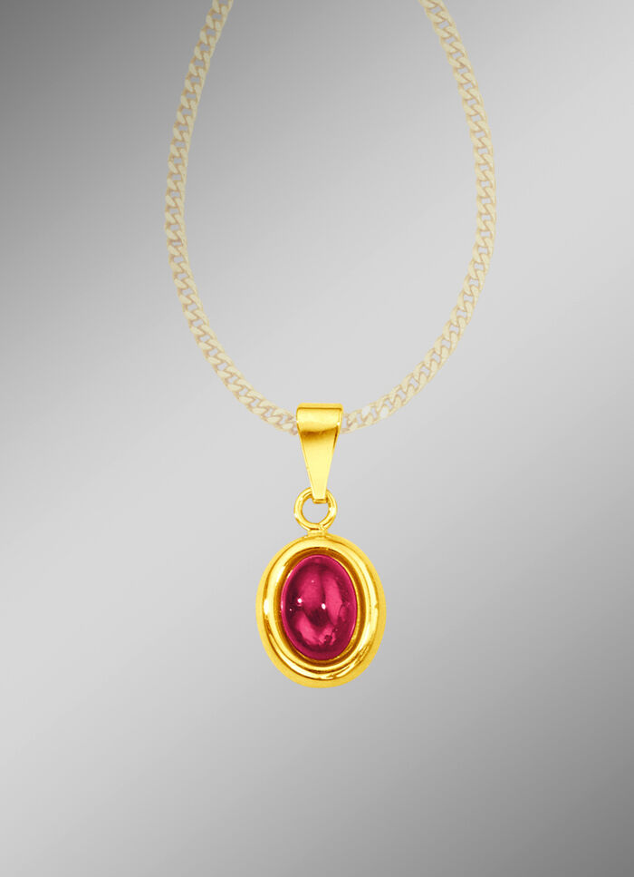 Kettinghanger met echte robijncabochon 