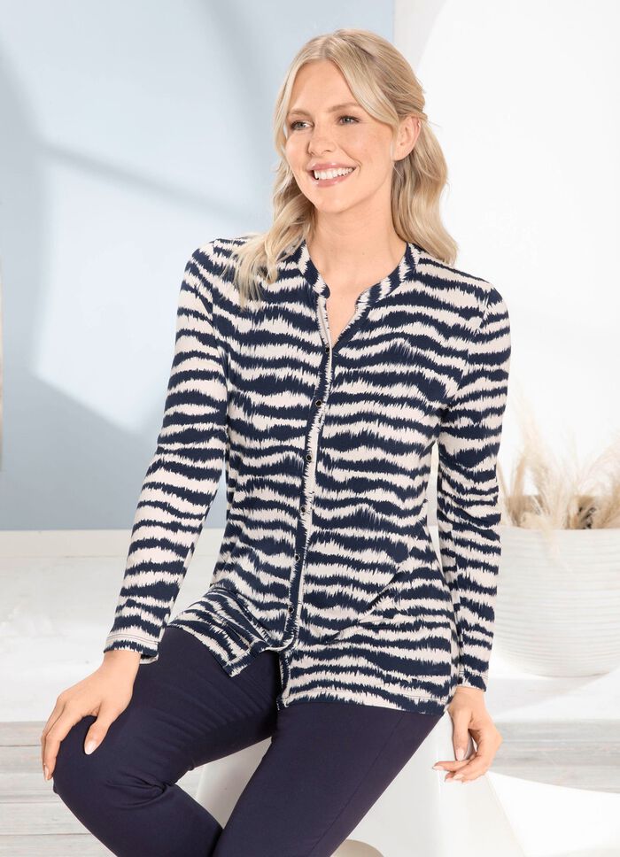 Overhemdblouse met doorlopende knoopsluiting 