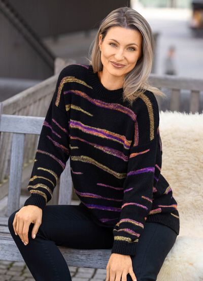 Trui met intarsiastrepen 