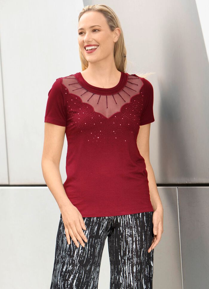 Shirttuniek met mesh-inzet BORDEAUX