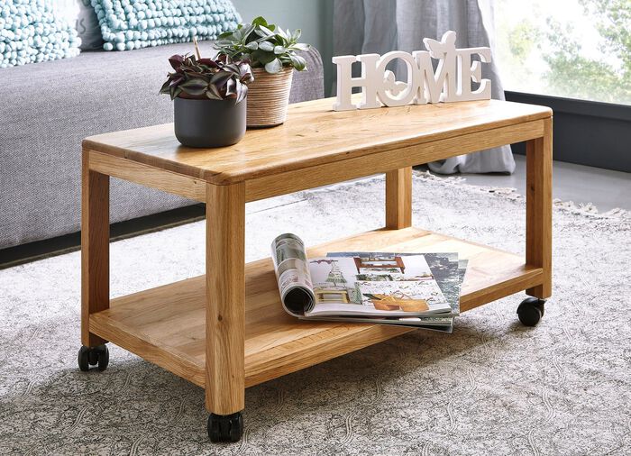 Bijzetkar van geolied massief hout WILDE EIK