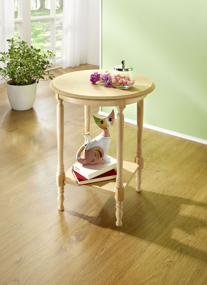 Deels massieve bijzettafel met gedraaide poten NATUREL