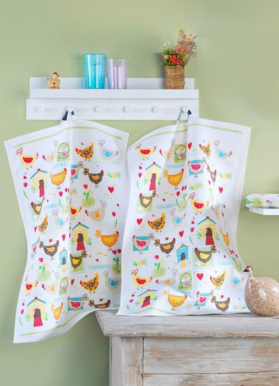 Halflinnen theedoeken, set van 3 