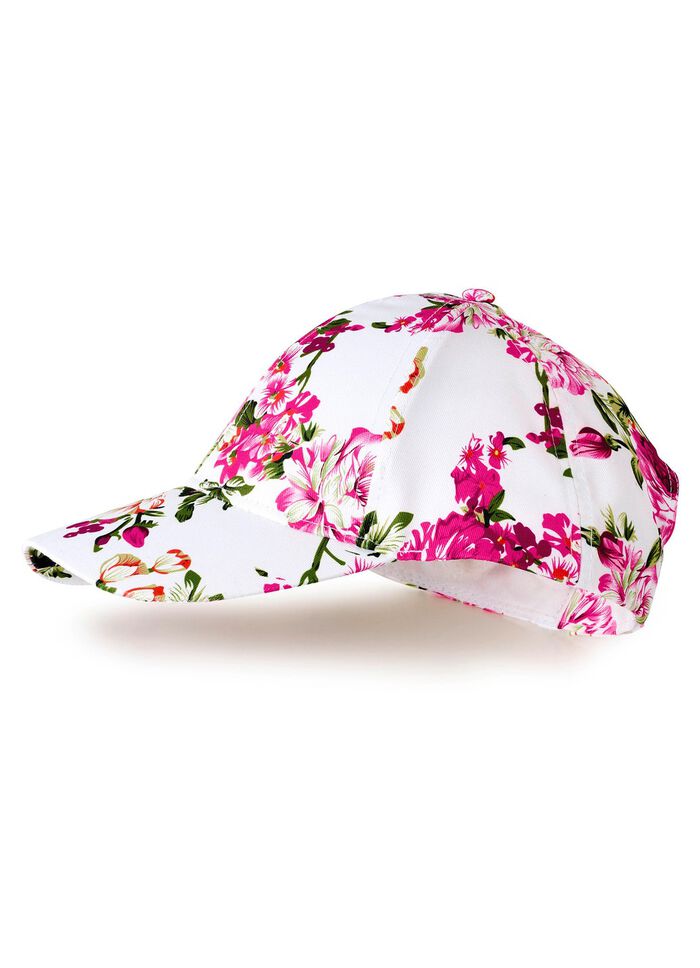 Trendy dames baseballpet met exotische bloemenprint WIT-MULTICOLOR