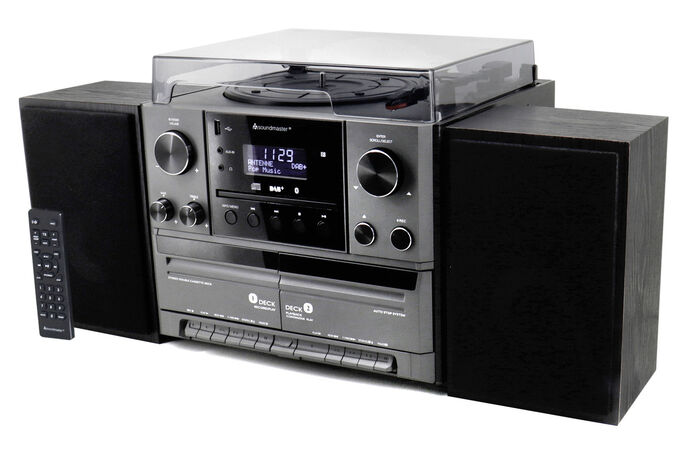 Nostalgische stereo-installatie met afstandsbediening ZWART
