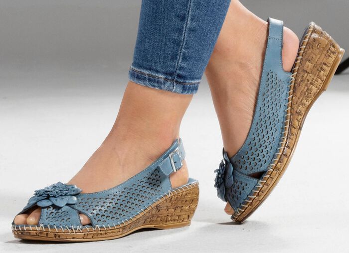 Gemini, zomerse damessandalen, breedte G, met elastische band JEANS