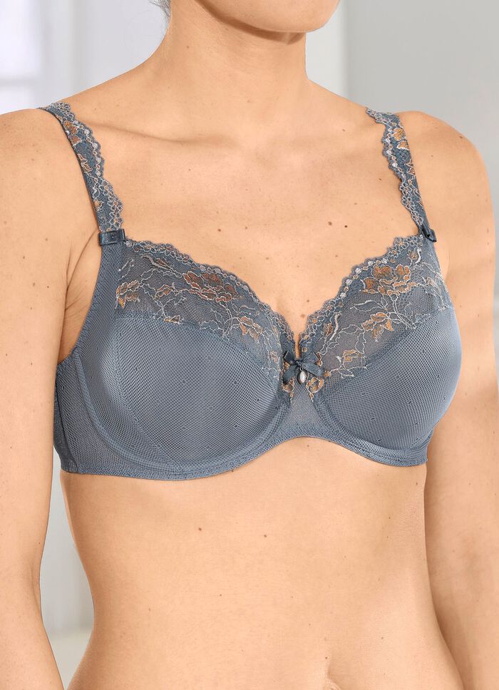 Roze Faia beugelbh met geborduurde elastische kant 