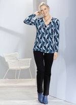 Overhemd met allover patroon in 2 kleuren PETROL-BLAUW