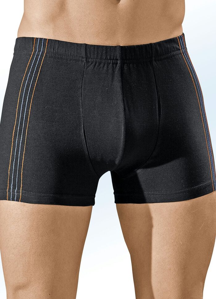 Set van vier boxershorts, effen met contrasterende zijkant, in 2 kleurcombinaties 