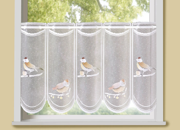 Handgekleurd kort gordijn met doortrekstang 