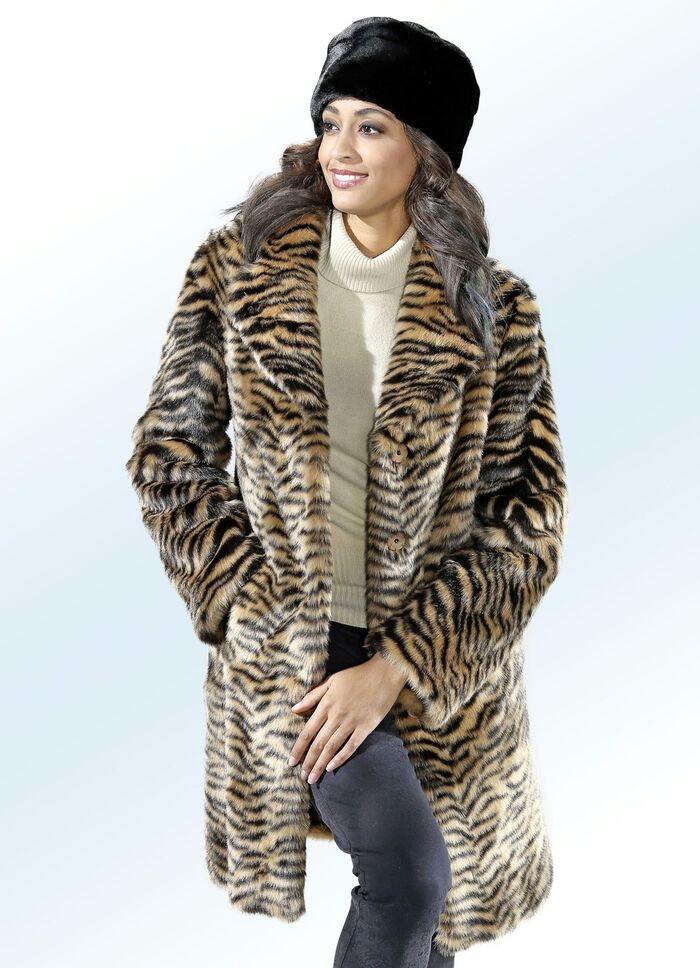 Korte mantel met roofdiermotief 