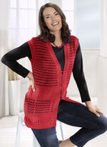 Gebreid vest met ajour en structuurpatroon ROOD