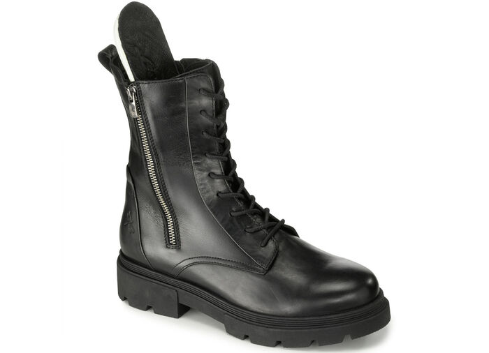 Enkellaarsjes met vetersluiting van Dragonfly ZWART