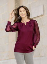 Shirt met lange chiffonmouwen BORDEAUX