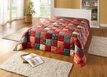 Sprei en kussenslopen in patchwork-look ROOD-GROEN