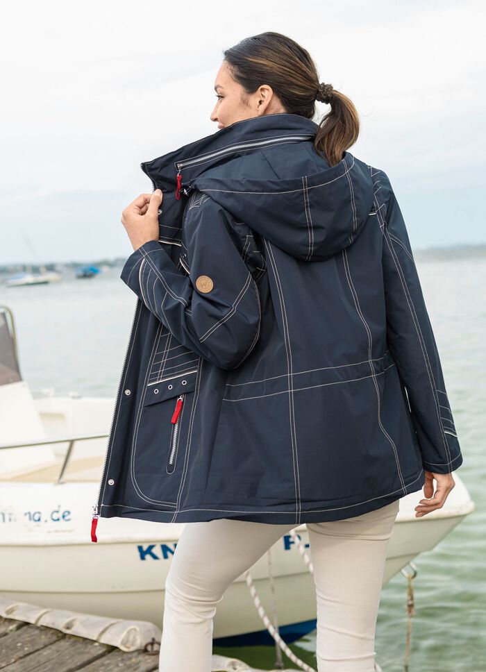 Functionele jas met afneembare capuchon DUNKELBLAU