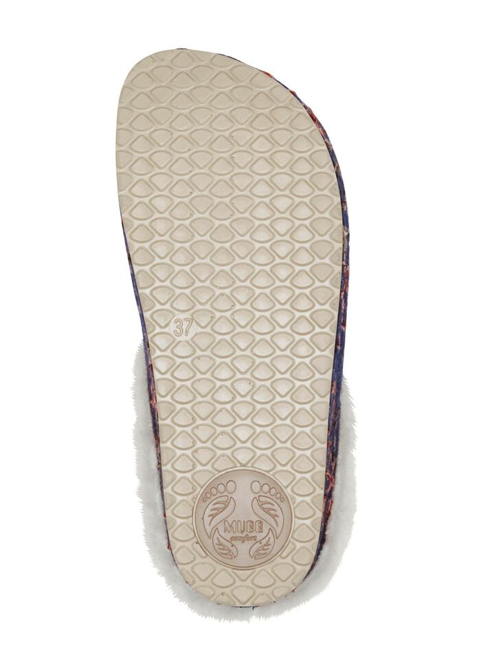 Mubb wolvilt pantoffels met kleurrijk bloemenborduurwerk MARINE-ECRU