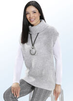 Sweatervest van een gebreide mix LICHTGRIJS GEMÊLEERD