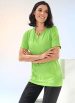 Shirt met decoratieve kralen aan de ronde hals in 2 kleuren 