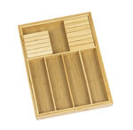 Uitschuifbare bestekbak van bamboe 