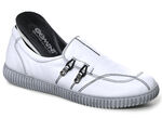 Gemini pantoffels van rundnappaleer met decoratieve oogjes WIT
