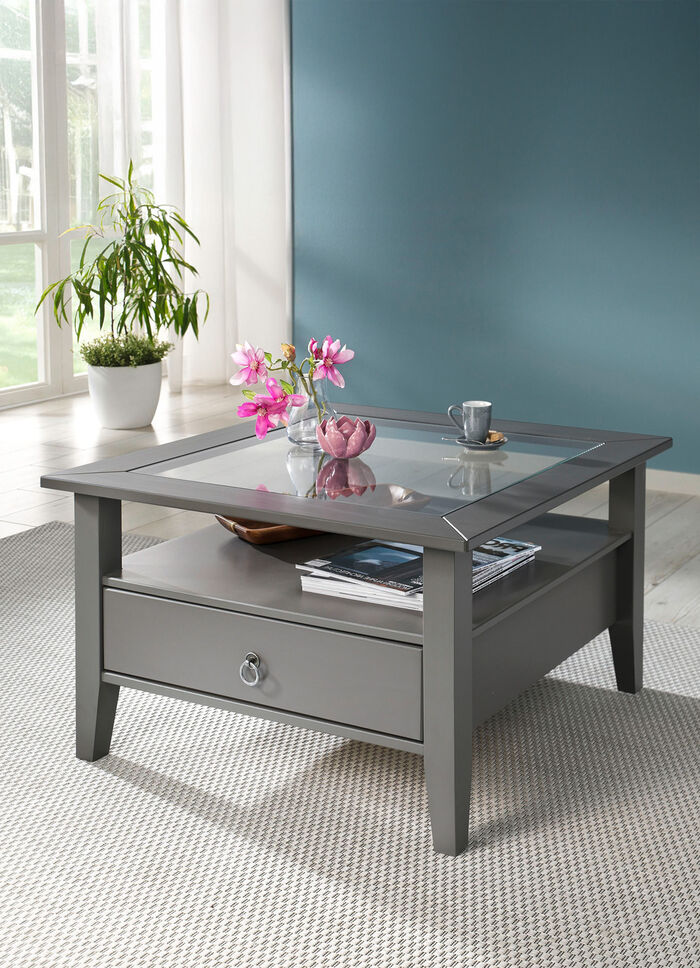 Salontafel van massief grenenhout GRIJS