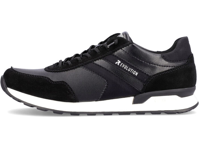 Sneakers met veters en uitneembaar voetbed van textiel ZWART