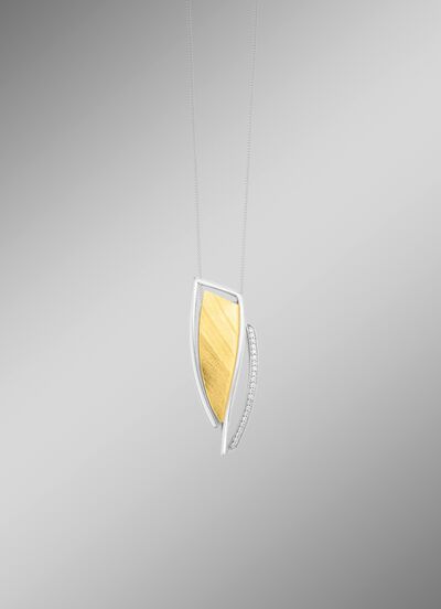 Moderne hanger in tweekleurig met zirkonia 