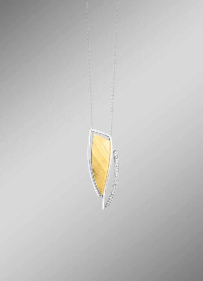 Moderne hanger in tweekleurig met zirkonia 