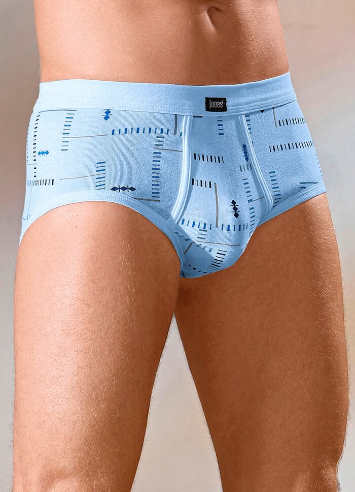 Set van vier slips van fijne ribstof, met gulp, met bont dessin 