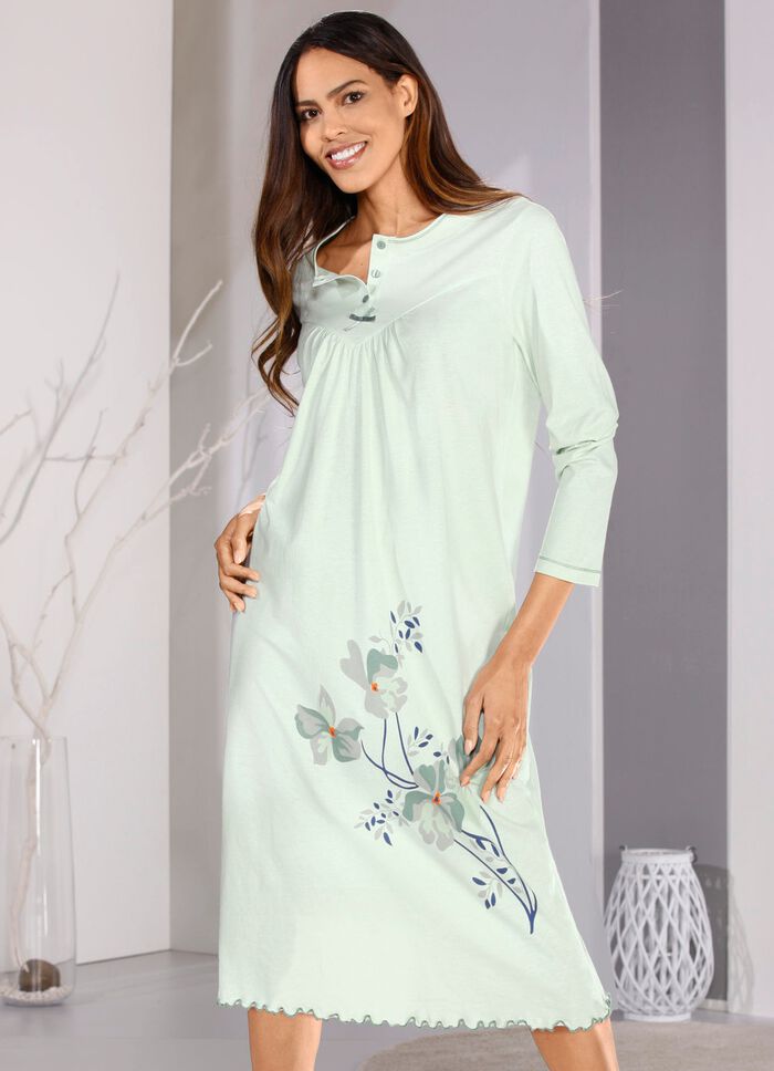 Set van twee nachthemden met knoopsluiting en decoratieve strik 