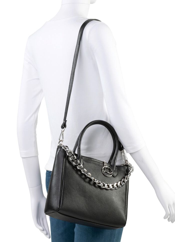 Laurina tas van generfd nappaleder met decoratieve ketting 