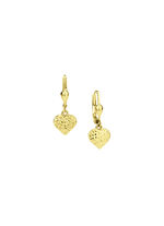 Oorbellen met diamanten hart van fijn goud 585/- 