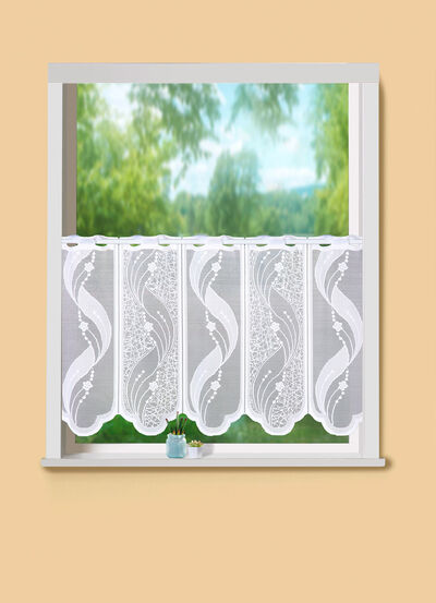 Kort gordijn met modern golvend design 