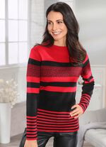 Trui in een strepenpatroonmix ROOD-ZWART