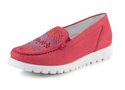 Waldl&auml;ufer mocassinpantoffels versierd met kleurrijke strasssteentjes 