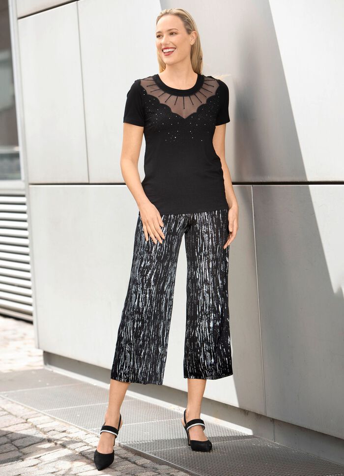 Culottes met elegante glanzende print 