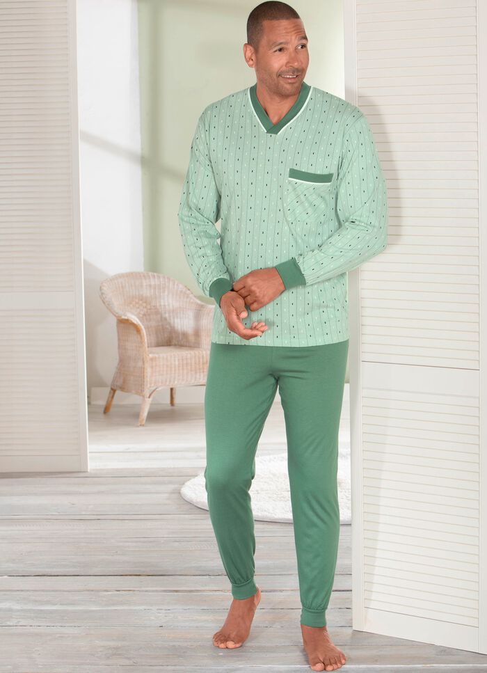 Pyjama met V-hals en manchetten 