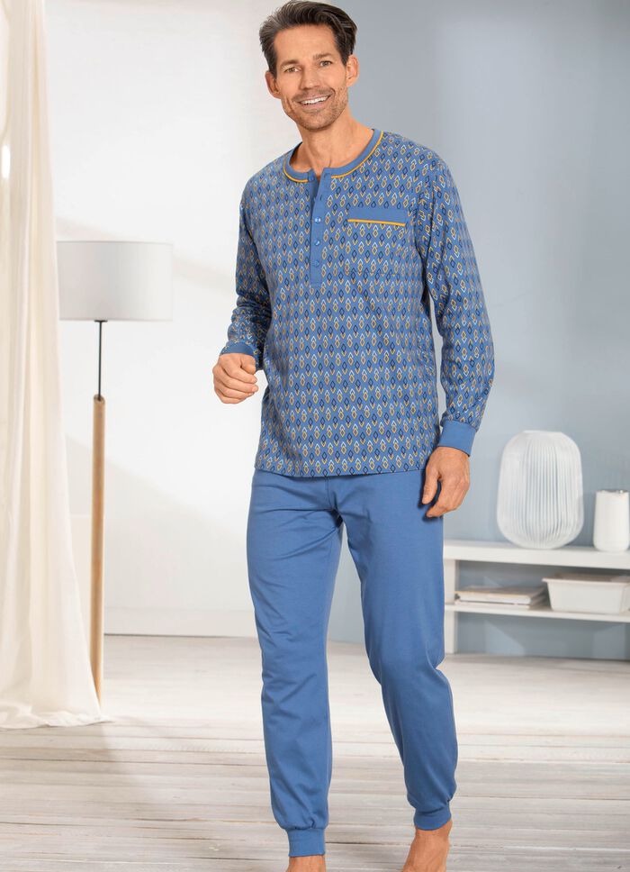 Pyjama met knoopsluiting en manchetten 