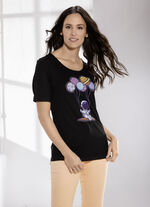 Shirt met strassversiering aan de voorzijde ZWART