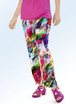 Broek met briljant gekleurde inkjetprint 