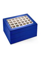 Sieradendoosje van kunstleer met fluwelen binnenvoering 