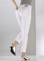 Elegante jeans met effectieve strasssteentjes WIT